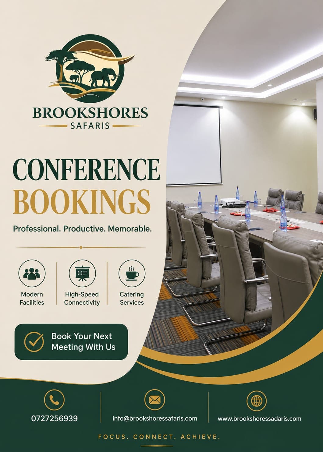 Brookshores Safaris conference bookings poster